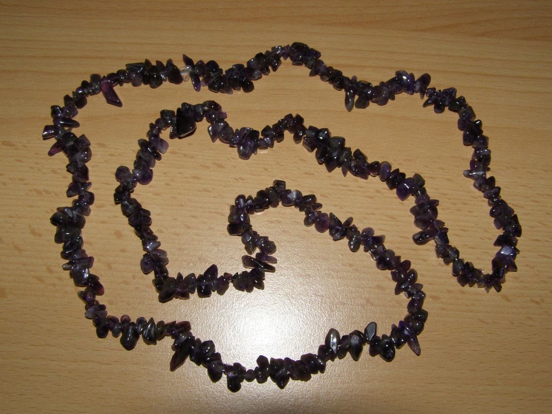 Ametyst - Náhrdelník - tromlované kameny - 90 cm - kntrd7