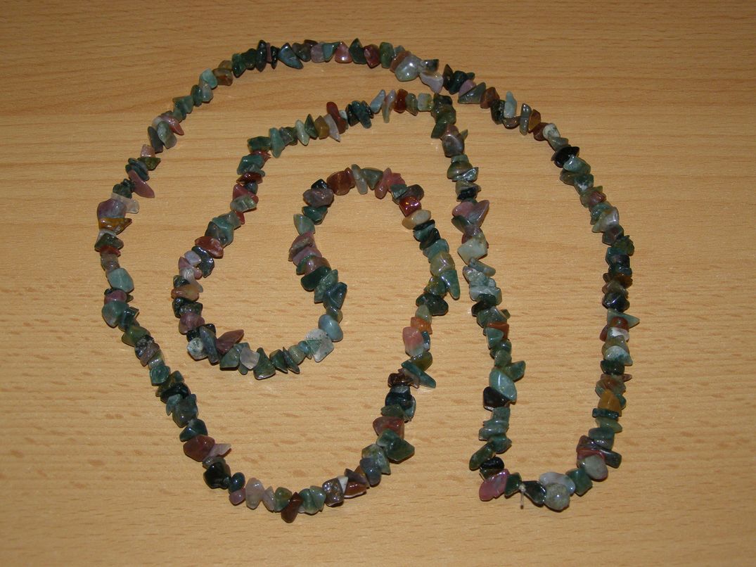 Achát mechový - Náhrdelník - tromlované kameny - 90 cm - kntrd16