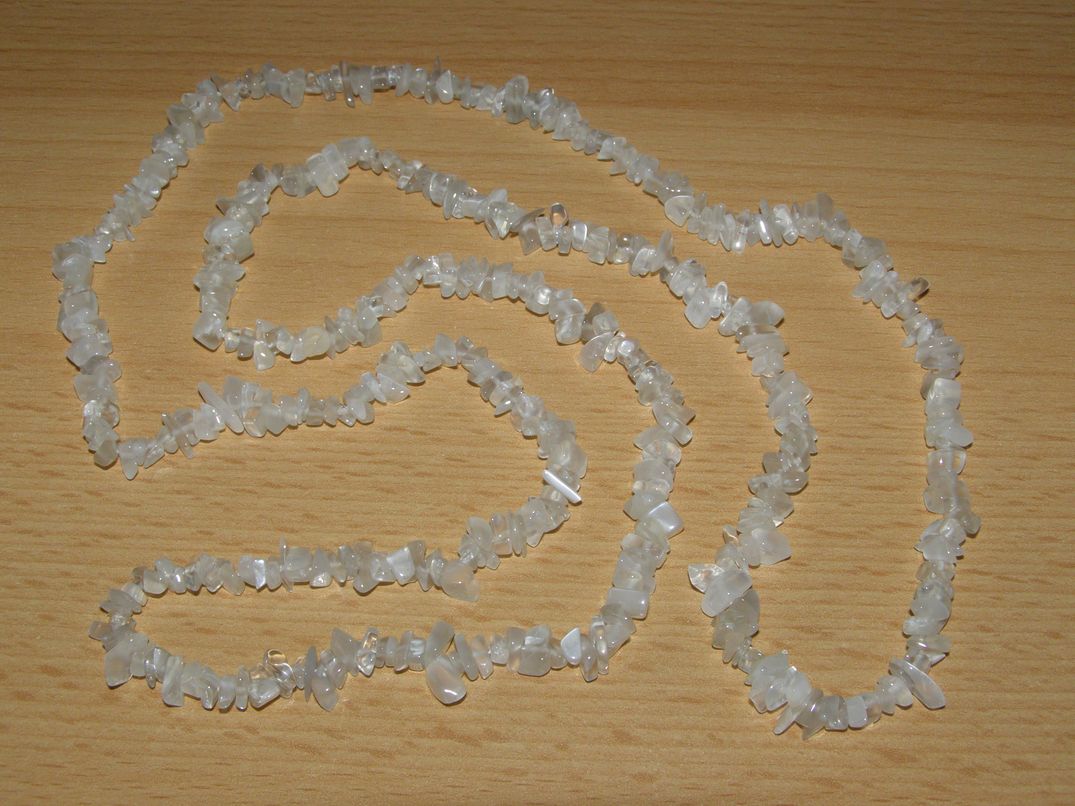 Měsíční kámen - Náhrdelník - tromlované kameny - 90 cm - kntrd5