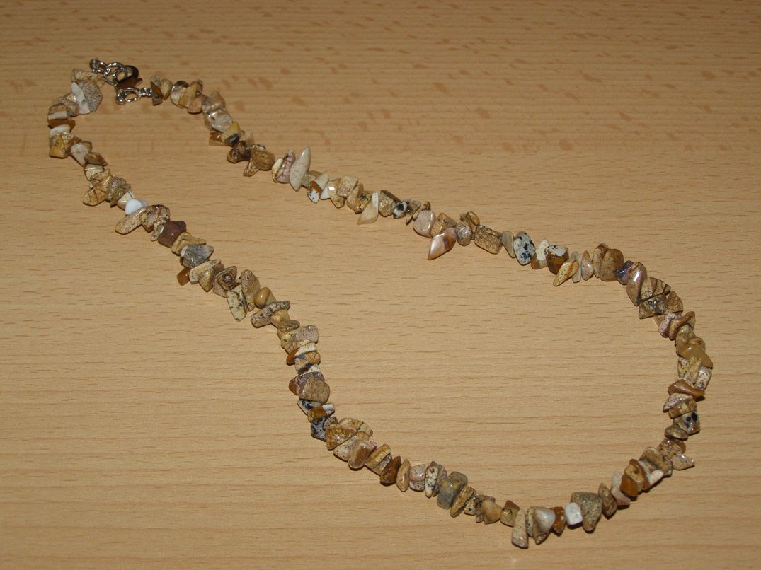 Jaspis obrázkový - Náhrdelník - tromlované kameny - kntr2