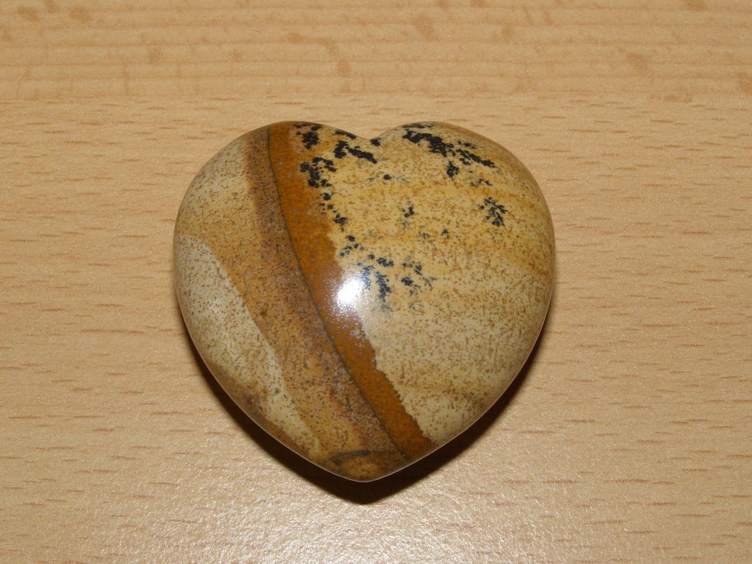 Jaspis obrázkový - Masážní kámen - srdce - khs43