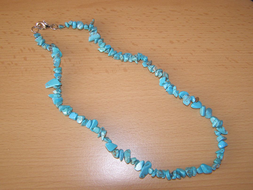 Tyrkenit modrozelený - Náhrdelník - tromlované kameny - kntr6