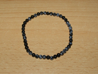 Obsidián vločkový - Náramek - kuličky 4 mm - knk22