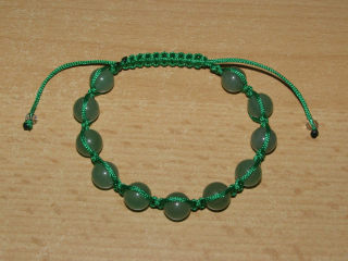 Drhaný Shamballa náramek - avanturín zelený - zelená šňůrka - dn17