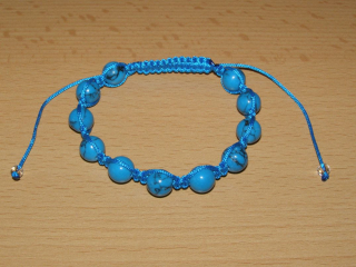 Drhaný Shamballa náramek - tyrkenit - modrá šňůrka - dn21