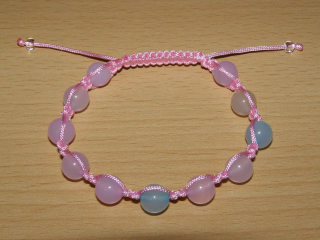 Drhaný Shamballa náramek - achát pastel - růžová šňůrka - dn26
