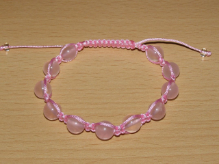 Drhaný Shamballa náramek - růženín - růžová šňůrka - dn29