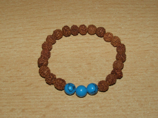Rudraksha - kulička 8 mm - Náramek s tyrkenitem - run7