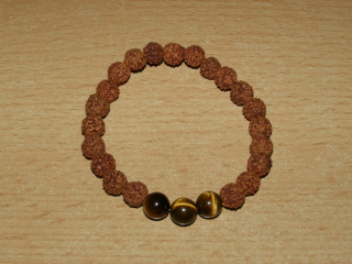 Rudraksha - kulička 8 mm - Náramek s tygřím okem - run14