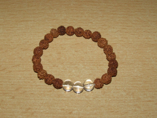 Rudraksha - kulička 8 mm - Náramek s křišťálem - run17