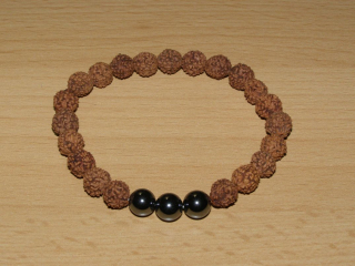 Rudraksha - kulička 8 mm - Náramek s hematitem - run22