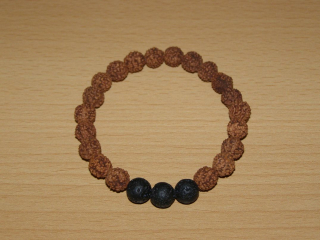 Rudraksha - kulička 8 mm - Náramek s lávovým kamenem - run23
