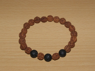 Rudraksha - kulička 8 mm - Náramek s lávovým kamenem - run24