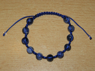 Drhaný Shamballa náramek - sodalit - modrá šňůrka - dn31