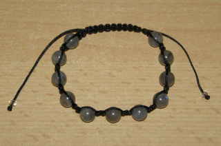 Drhaný Shamballa náramek - labradorit - černá šňůrka - dn20