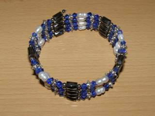 Hematit - magnetický - Náramek had - knhm3