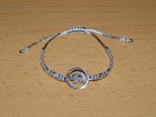 Drhaný Shamballa náramek - nerez - Slon - šedá šňůrka - dnn16