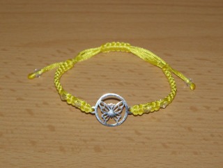 Drhaný Shamballa náramek - nerez - Motýlek - žlutá šňůrka - dnn18